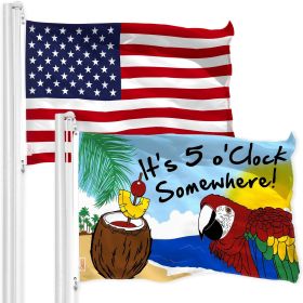 Combo Pack USA American Flag & It's 5 O'Clock Somewhere Flag 3x5 FT Printed 150D Polyester