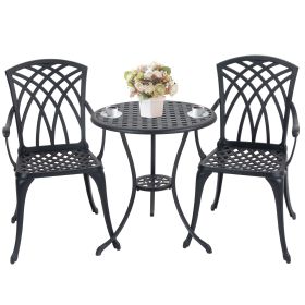 Outdoor 3 Piece Bistro Set Cast Aluminum Bistro Table and Chairs