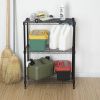 3-Tier Multipurpose Wire Shelving Rack, Black Color,750lbs Load Capacity, for Adult